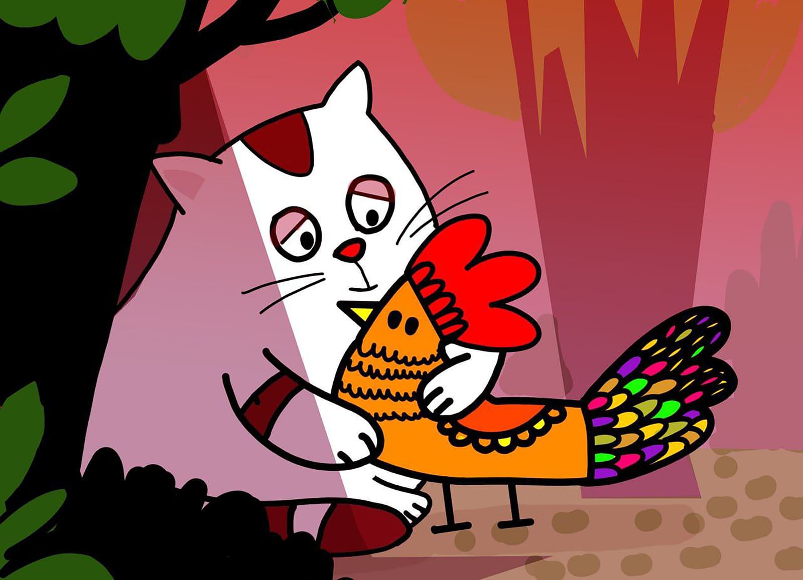 Rooster &amp; Cat - Go Illustrator