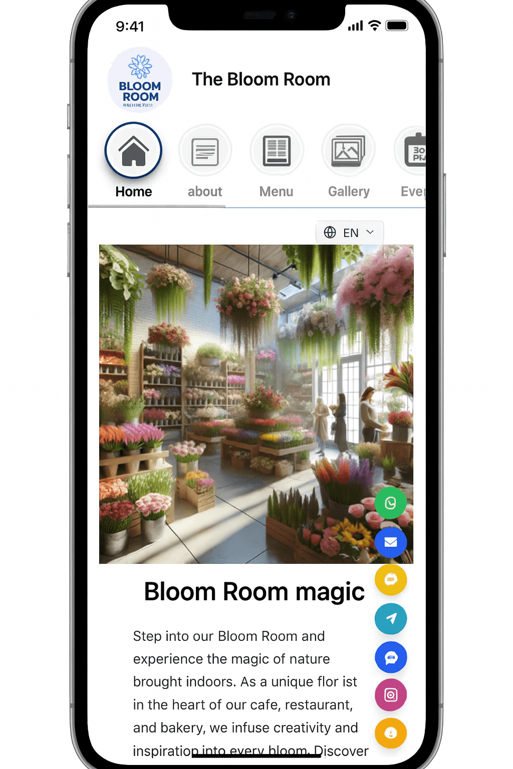 Salon • Bloom Room mobile‑first website template preview