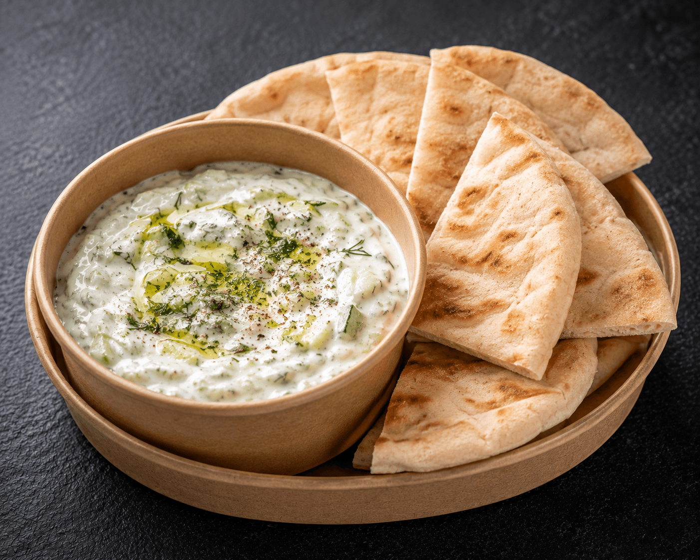 Tzatriki and pita - Momo Donair