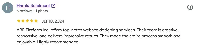 Customer testimonial for ABR PLATFORM INC.