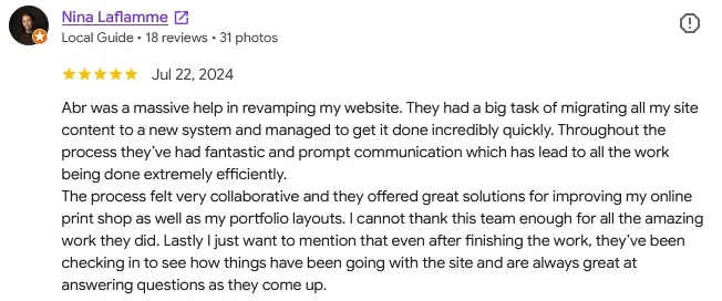 Customer testimonial for ABR PLATFORM INC.