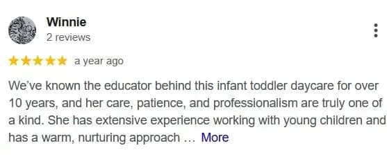 Customer testimonial for Little Moon Childcare Ltd